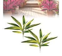 2PCS Large Realistic Artificial Boston Fern & Dragon's Blood Tree Plants, Vibrant Faux Outdoor Plants Pink and Purple, UV Resistant Fake Ferns for Garden, Patio, Wedding, Balcony (#F,2Pcs)