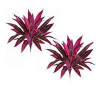 2PCS Large Realistic Artificial Boston Fern & Dragon's Blood Tree Plants, with Vibrant Pink & Purple Faux Foliage, UV Resistant Artificial Ferns, for Home Garden Patio Wedding Balcony (Red(2pcs))