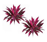 2PCS Large Realistic Artificial Boston Fern & Dragon's Blood Tree Plants, with Vibrant Pink & Purple Faux Foliage, UV Resistant Artificial Ferns, for Home Garden Patio Wedding Balcony Decor (2PCs)