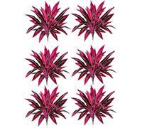 2PCS Large Realistic Artificial Boston Fern & Dragon's Blood Tree Plants, with Vibrant Pink & Purple Faux Foliage, UV Resistant Artificial Ferns, for Home Garden Patio Wedding Balcony (Red(6pcs))