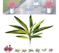 2PCS Large Realistic Artificial Boston Fern & Dragon's Blood Tree Plants, with Vibrant Pink Purple Leaves, Boston Ferns Artificial Plants Outdoor, UV-Resistant, for Home Garden Patio Balcony (A,3PCS)