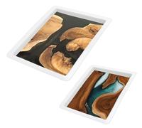 2Pcs Large Reusable Epoxy Resin Table Mold 15.7x15.7x3 inch 11.8x11.8x3 inch Square Epoxy Resin Molds for River Table, Coffee Side Table, Cutting Board, Charcuterie Board, Art Panel