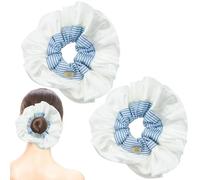 2PCS Large Satin Scrunchies, Girls Large Lace Scrunchie Giant Extra Thick Braids Print Bobble Elastic, Elastic Hair Bands Scrunchy Soft Hairs Ties Ropes