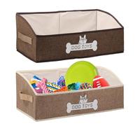 2Pcs Large Size Dog Toy Box 50 * 28 * 20cm Foldable Dog Toy Basket with Double Handle Multipurpose Dog Toy Storage Box Pet Toy Storage Holder for Blanket Outfit Grooming Supplies Collars