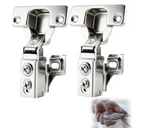 2pcs Large Size Door Hinges 85mm Standard Full Overlay 180 Degree Soft Close Kitchen Cupboards Cold Rolling Replacement with Nickel Plated for Wardrobe, Fridge, Freezer, Cabinet, Blind Corner Hinge