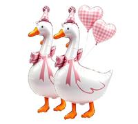 2Pcs Large Size Goose Balloons，Giant 43inch Silly Gooses Foil Balloon Set For boys/girls 1st Birthday Baby Shower Farm Party Decorations（Pink）