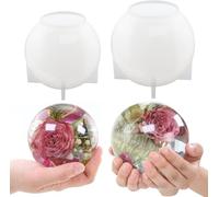 2Pcs Large Sphere Orb Epoxy Silicone Resin Molds - 4.7'' & 4'' Crystal Ball Molds for Flowers, DIY Art, Candle & Soap Making, Home Decor