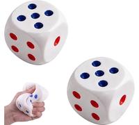2PCS Large Squishy Cube, Large Dice Stress Relief Toy, Squish and Relax Sensory like big dumpling squishy, Giant Dice 6 cm Jumbo Stress Relief Toys For Adults & Math Teaching Classroom Party