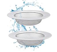 2Pcs Large Stainless Steel Kitchen Sink Strainer Plug, Bathroom Shower Hair Filter Catcher Drain Cover, Strainer Drain Protector Strainer Hole Cover