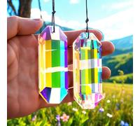 2PCS Large Suncatchers Crystal Prisms, 2.95'' Sun Catchers Indoor Window Crystal Suncatcher Hanging Sun Catcher with Ab Colored Glass Prism, Rainbow Maker for Windows, Garden, Home Decor