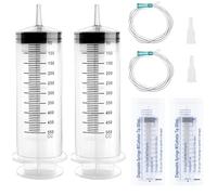 2Pcs Large Syringe 500ml Large Capacity Syringe, 500ml syringes No Needle, Plastic syringe, Liquid Measuring Syringes with Catheter for Laboratory Industry,Feeding Pets (Individual Wrapped Sterile)
