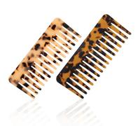 2PCS Large Wide Tooth Combs for Curls, Tortoise Shell Comb, Large Detangling Comb Cellulose Detangler Combs for Women Thick Curly Wavy Wet Dry Hair (Tortoise Shell, Ivory)