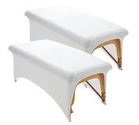 2Pcs Lash Bed Cover 30x72" Soft Polyester Massage Table Cover Stretchy Non-Slip Beauty Bed Protective Topper for Lash Extension, Spa, Massage, Beauty Salon, White