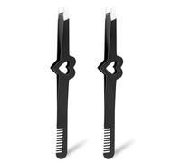 2pcs Lash Cluster Tweezers, Stainless Steel Eyelash Eyebrow Applicator Tool Lash Extension Tweezers with Comb Tail Design for Women