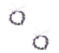 2pcs Lavender Floral Headband Purple Cloth Ribbon | Adjustable Fit, Easy, Reusable for Events, Chic Elegant Style with Simulated Flowers