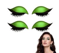 2Pcs Lazy Eye Shadow Eyelash Patch,Colorful Eyeshadow Eyelashes Stickers,False Eyela/shes,Ey/elash Patches,Lazy Ey/elash Sticker,Eyel/ash Sti/ckers,Reusable Eyeliner and Eyel/ash Sti/cker(Green)