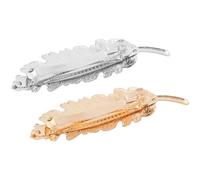 2pcs Leaf Shaped Hair Clips in Sturdy Alloy, Golden Silver