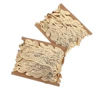 2pcs Leaf Shaped Ribbon with Vine Design 32.8ft Fabric Trim | Golden Cloth Material, Natural Look with Printed Leaf Pattern, Suitable for Wreaths and Craft Projects