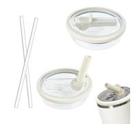 2pcs Leak-Proof Flip Straw Lid Replacement for Stanley Cup 40oz, Durable Tumbler Accessories with 2 Straws Compatible with Stanley Quencher H2.0 1.2L (White)