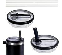2pcs Leak Proof Lid for Stanley Cup - 40oz Replacement,No-Spill Cup Lids for Stanley Quencher,Reusable Tumbler Cover Sets with 2 Straws