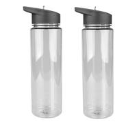 2PCS Leak Proof Sports Water Bottles,800ml Clear Plastic Bottles with Filter Flip-Top Lid and Reusable Design for Gym School Sports and Cycling Gift for Students Teachers Friends (Black)