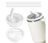 2pcs Leakproof Lid with Straw for Stanley Replacement,No-Spill Cup Lids for Stanley Quencher,Tumbler Flip Straw Lid for Stanley Accessories (White, 30oz)