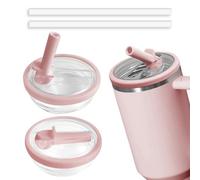 2pcs Leakproof Lid with Straw for Stanley Replacement,No-Spill Cup Lids for Stanley Quencher,Tumbler Flip Straw Lid for Stanley Accessories (Pink, 30oz)