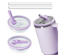 2pcs Leakproof Lid with Straw for Stanley Replacement,No-Spill Cup Lids for Stanley Quencher,Tumbler Flip Straw Lid for Stanley Accessories (Purple, 40oz)