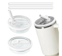 2pcs Leakproof Lid with Straw for Stanley Replacement,No-Spill Cup Lids for Stanley Quencher,Tumbler Flip Straw Lid for Stanley Accessories (White, 40oz)