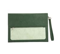 2PCS Leather A4 Document Bag Thickened File Folder Large Capacity Storage for Office Home Use for Business Interview and Meeting(Light Green)