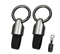 2Pcs Leather Car Key Chain Clip, Key Fob chain Rings for Car Key Fob Holder with Keyrings Zinc Alloy Buckle, Multifunctional Keychain Ring Holder for Men Women, Black, One Size, Black, One size