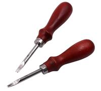2Pcs Leather Edge Bevelers, 1.0mm&1.5mm Practical Leather Burnishing Tool with Wooden Handle, Sturdy Portable Knife for Crafting Working Tools