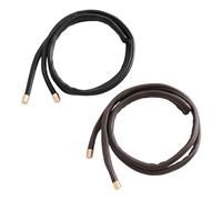 2pcs Leather Hair Bands with Bendable Wire for Ponytails | Smooth Surface, Rust-resistant Thin Core, for Braids and Loose Strands, Yoga and On-the-go Styling