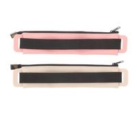 2pcs Leather Pen Bag for Office Workers with Elastic Band Closure | Protective Storage for Pens, Easy Insert and Remove, Khaki or Pink Finish, Simple Travel Pouch