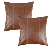 2PCS Leather Pillow Covers, Waterproof PU Leather Cushion Cases with Invisible Zipper for Living Room, Sofa, Bedroom