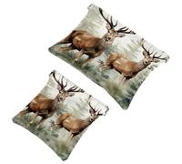 2Pcs Leaves and Deer-2069 Pocket Cosmetic Bag for Purses, Waterproof Makeup Bag Cosmetic Pouch, Portable No Zipper Makeup Bag, Multicolor 05, A：7.1x5.8in/18x14.8cm，B:4.7x4.5in/12x11.5cm