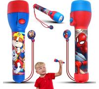 2PCs LED Big Torches for Kids - Spiderman & Paw Patrol - Super Bright Flashlights - Fun Torch Gift Set for Boys & Girls - 16cm - Age 3+