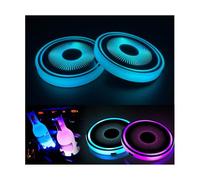 2pcs LED Car Coasters Luminescent Cup Holders with 7 Colors, LED Cup Holder Lights for All Models USB Charging Cup Mat for Drink Coaster Accessories Interior Decoration Atmosphere Light
