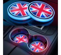 2PCS Led Cup Holder Lights for Car Union Jack UK Flag Style