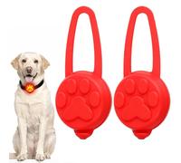 2PCS LED Dog Collar Light Silicone Clip-On Tag Flashing Light with 3 Modes Lighting Up Pet Safety Glow Lights Waterproof Dog Collars Lights for Night Walking Running Camping, Christmas gifts(Red)
