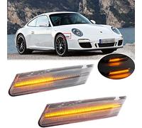 2Pcs LED Dynamic Sequential Blink Side Marker Lamp Light Kit for Porsche Carrera 2005-2013 for Boxster 987 2005-2012 Cayman 2006-2012 Clear Lens Amber LED Front Turn Signal Side Marker Lights