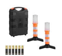 2pcs LED Emergency Roadside Lights, Safety Strobe Road Warning Light, Flares Emergency Road with Magnetic Base and Removable Bracket, 9 Modes Highway Beacon Flare Light (Contains 6 AAA Batteries)
