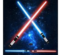 2Pcs LED Luminous Sword with Connector 2-In-1 Retractable Glow Sword Light with 7 Color Changing Battery Operated Light Swords Luminous Swords Toy for Kids(with sound effect)