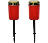 2pcs LED Outdoor Grave Light, Waterproof Solar Graveside Memorial Headstone Stake Candles, for Garden or Grave Decorations (Red)