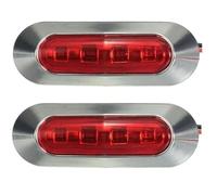 2pcs Led Red Chrome Bezel Rear Tail Marker Lights 24V 3.5" For Truck Trailer Lorry Bus SUV 4X4