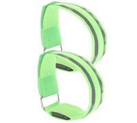 2pcs LED Reflective Arm Bands with Adjustable Straps for Night Cycling | Light Green Nylon and Plastic Build, Steady Fast Slow Blinking, 60-80h Luminous Time
