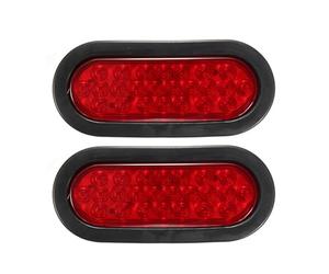 2Pcs LED Tail Lights Recessed for Towing Trailers, Red | Rubber Grommets and 3-prong Wire Pigtails Included for Large Vehicles and Towing Trailer