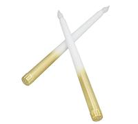2pcs LED Taper Candles, Flameless LED Candle Sticks,Battery Powered, for Anniversaries, Marriage Proposals, Candlelight Banquets, Birthdays, Christmas, Bars, Festivals(Half Spray Gold)
