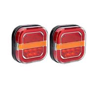 2Pcs Led Trailer Tail Lamp 4inch Square Brake Flowing Turn for Signal Blinker License Plate 12V 24V for Truck for Pickup Van 4x4