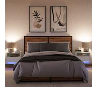 2PCS LED Wall-mounted Bedside Cabinet Bedroom Floating Cabinet Bedside Unit UK